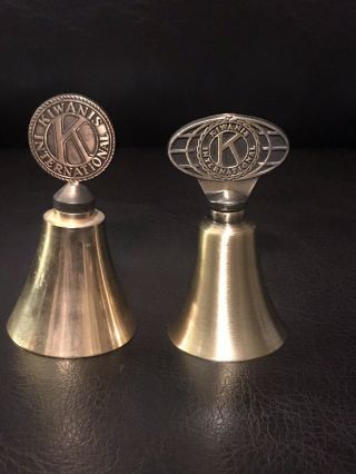Kiwanis International Small Brass Bells Set Of 2 Clear Rings Made In Taiwan