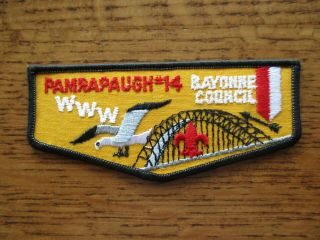 Boy Scout Oa Pamrapaugh Lodge 14 F3b Or F4? Black Back Flap Bayonne Council,  Nj