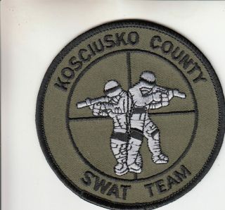 Kosciusko County Swat Team Indiana Police Patch In Subdued