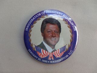 1993 President Bill Clinton Inauguration Large Pin Button Pinback American Flags