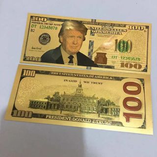 President Donald Trump Colorized $100 Dollar Bill Gold Foil Banknote Us