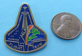 NASA PIN vtg STS - 107 FLIGHT TEAM - Space Shuttle COLUMBIA McCool Husband Chawla 2