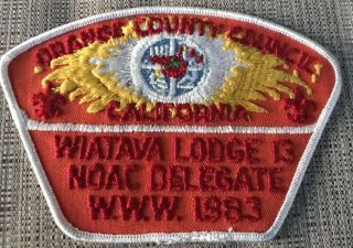 Orange County Council California Csp Oa Lodge No.  13 Wiatava 1983 Noac Delegate