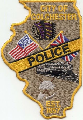 Colchester Illinois Il State Shape Shaped Train Police Patch