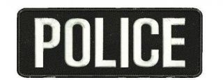 Police Embroidery Patches 2x5 Hook On Back White Letters