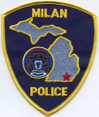 Milan Michigan Mi State Seal State Outline Police Patch