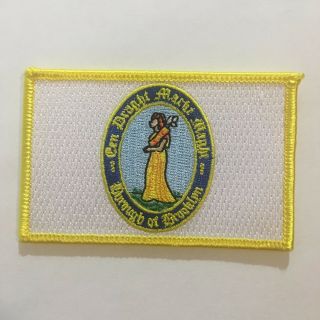 Borough Of Brooklyn,  York 100 Embroidered Flag Iron - On Patch 3.  5 " X2.  25 "