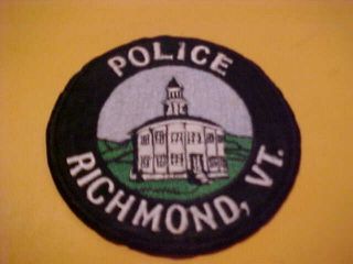 Richmond Vermont Police Patch Shoulder Size 4 X 4 Inch