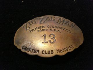 Zig Zag Man Papier Cigarettes Solid Brass W/antique Finish Western Badge Pin853