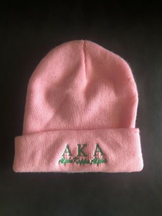 Alpha Kappa Alpha Pink And Green Beanie Hat