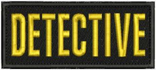 Detective Embroidery Patches 2x5 Hook On Back Gold
