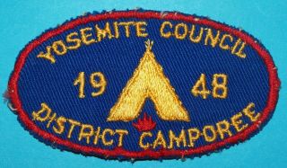 Yosemite Council 1948 District Camporee Patch - Boy Scouts - 10118