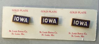 State Of Iowa Lapel Pin Set Of 3.  Vintage Pre 1950 