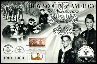 1960 Us Boy Scout 50th Anniversary Rockwell 1145 Fleetwood Large Fdc