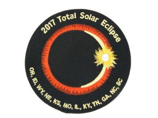 2017 Total Solar Eclipse 12 State Totality Sun Moon Space 4 " Patch With Sticker