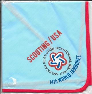 1975 14th World Jamboree Scouting Usa Neckerchief Vintage Boy Scout Bsa