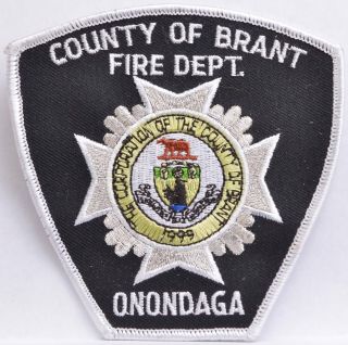 Embroidered Shoulder Patch Ontario Canada Brant County Onondaga Fire Department