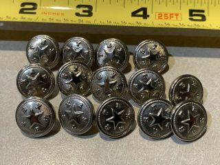 Set Of 10 State Of Texas Silver Colored Uniform Buttons Small Police Tx