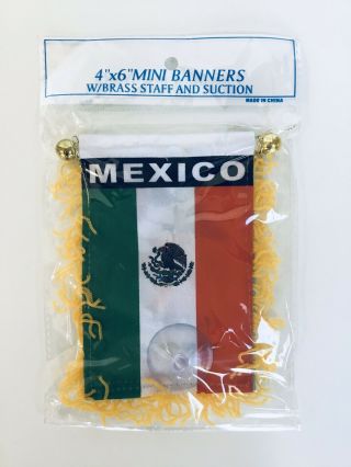 Mexico Mexican Mini Flag 4 " X6 " Window Banner W/ Suction Cup