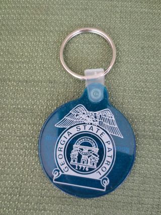 Georgia State Patrol Key Fob Key Chain Keychain Ga 1 3/4 " Round Blue
