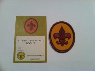 Boy Scout Insignia Vintage Scout Rank Patch & Card