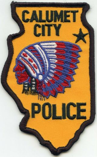 Calumet City Illinois Il State Shape Shaped Indian Police Patch