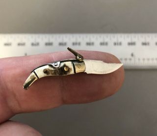 Incredible Antique Miniature Spanish Navaja Knife Stag Handle 7/8”closed