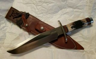 Randall Made Knives Model 12 9 " Sportsman Bowie Knife 14 Grind 25 Stag Handle
