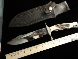 Us Custom Handmade Eugene & Sons Large Knife Stag Handle With Sheath