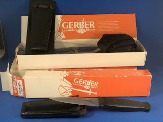 Gerber Guardian Boot Knife,  R.  W.  Loveless Design Leather Sheath/ Harness Assembly