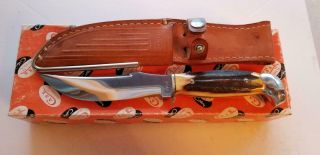 1940 - 60 Case 523 - 5,  Thick Stag Handled Knife,  W/sheath Cg362