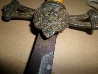Knights Templar Masonic Sword 1800s Engraved Sir James Knox Polk Us President