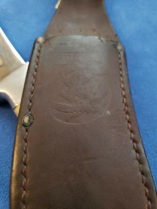 R.  H.  Ruana 95 MP Knife,  M stamp,  elk antler handle,  Leather Sheath 3