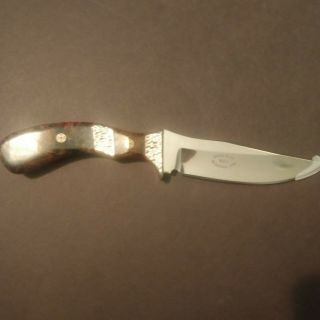 Mike Thourot Custom Knife - Mosaic Pins / Dyed Burlwood Handle -