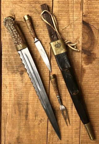 Wwi Era Scottish Dirk Knife Dagger With Stag Handle