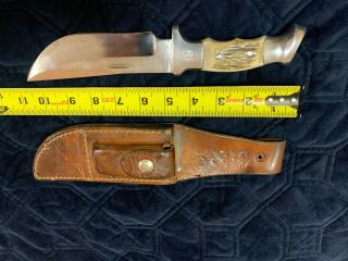 Custom R.  H.  RUANA CUSTOM MODEL “M” STAG KNIFE STAMP - ELK - SHEATH - 1962 - 1983 US Made 3