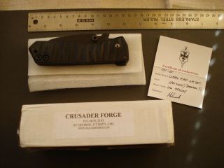 Crusader Forge Knife Fifp Custom 1 Of 1 Flamed Titanium Flipper S30v