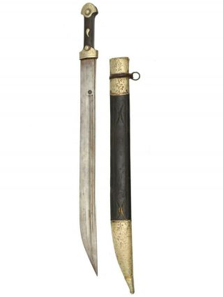 A Large Quaddara Dagger Sword With Low Grade Silver Mounts,  19th Cen.