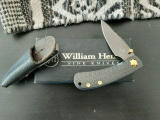 William Henry Fine Knives T09 - Bt Black & Tan Carbon Fiber W/ Gold Accents