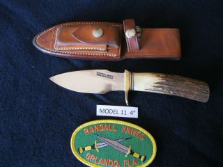 Randall Knife Model 11,  4 " Alaskan Skinner,  Stag Handle,  Thumb Notch