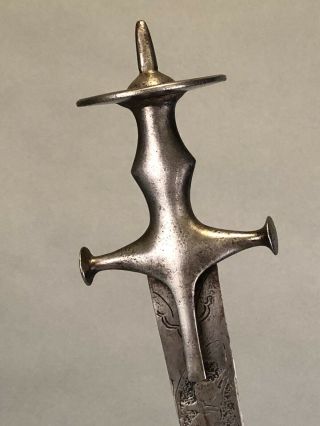 18th Or 19th C.  Indian Tulwar Sword,  Highly Engraved.  Not Dagger,  Knife.