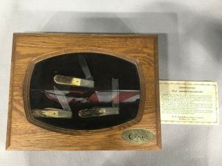 1982 Case Xx,  Barlow 3 Piece Stag Knife Set,  With Wooden Display Box 4469/5200