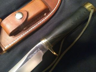 Randall Made Knife Knives Model 3 - 6.  Stainless,  Black Micarta,  Brass 2