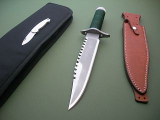 Jimmy Lile Knife First Blood 16 / Green Wrap / Gents Folder / Buffaloe Sheath
