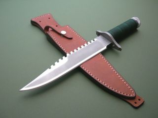 JIMMY LILE KNIFE FIRST BLOOD 16 / GREEN WRAP / GENTS FOLDER / BUFFALOE SHEATH 3
