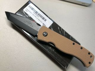 Emerson Knives Cqc - 7v Bt Knife,  Black 154cm Plain Edge V Ground Blade,  Tan G - 10