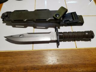 Vntg M9 Phrobis Iii Usa Pat Pend Tactical Knife Bayonet W/scabbard Exc Cond