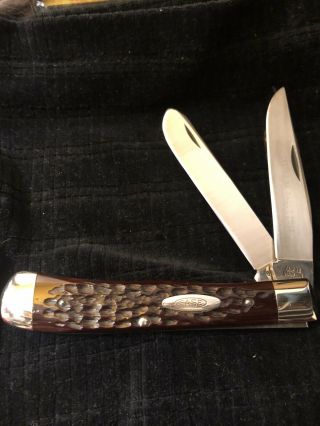 Case Xx U.  S.  A.  1965 - 1969 Dark Red Jigd Bone Trapper Pocketknife 6254