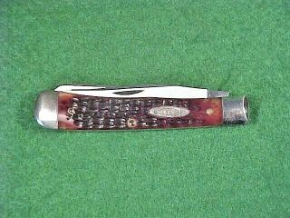 Vintage Case Xx Usa 10 Dot Red Bone Trapper Pocket Knife 6254 Ssp 1970