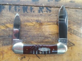 1970 10 Dot Case Xx Usa 62131 Canoe Pocket Knife 3 5/8 " Red Bone Handles